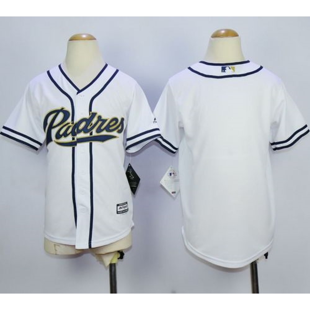 Padres Blank White Home Cool Base Stitched Youth MLB Jersey 1