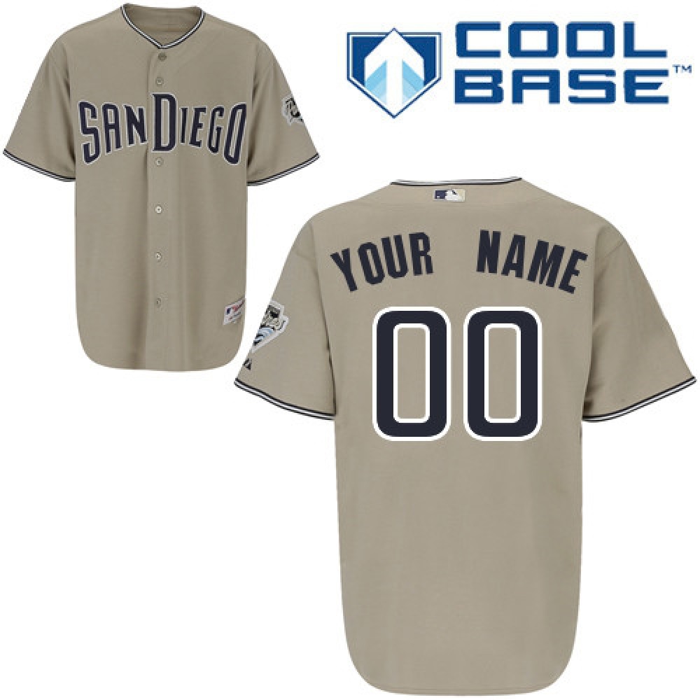 Padres Customized Authentic Grey Cool Base MLB Jersey 1