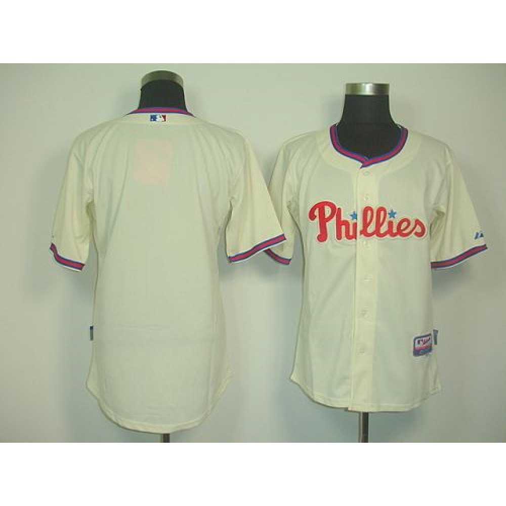 Phillies Blank Cream Cool Base Stitched MLB Jersey 1