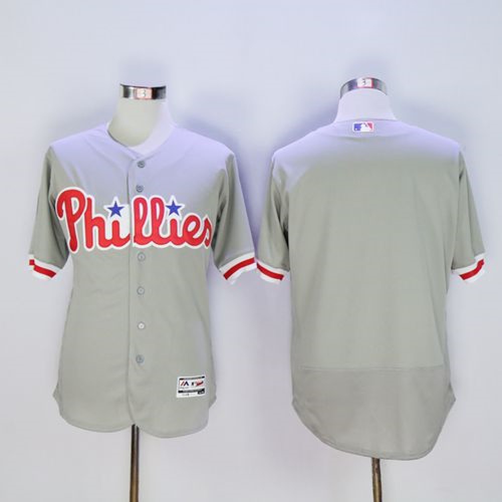 Phillies Blank Grey Flexbase Authentic Collection Stitched MLB Jersey 1