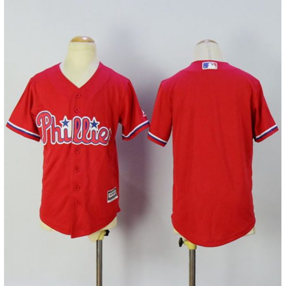 Phillies Blank Red Alternate Cool Base Stitched Youth MLB Jersey 1