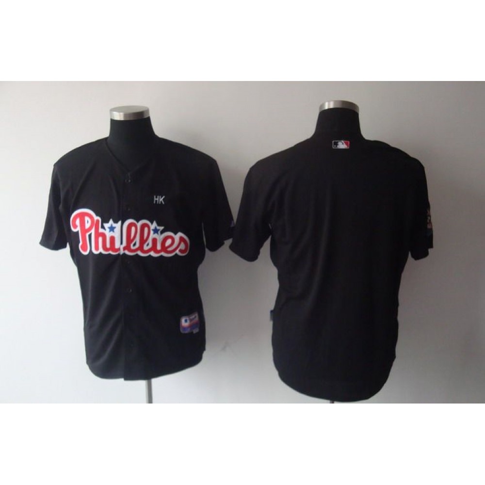Phillies Blank Stitched Black MLB Jersey 1