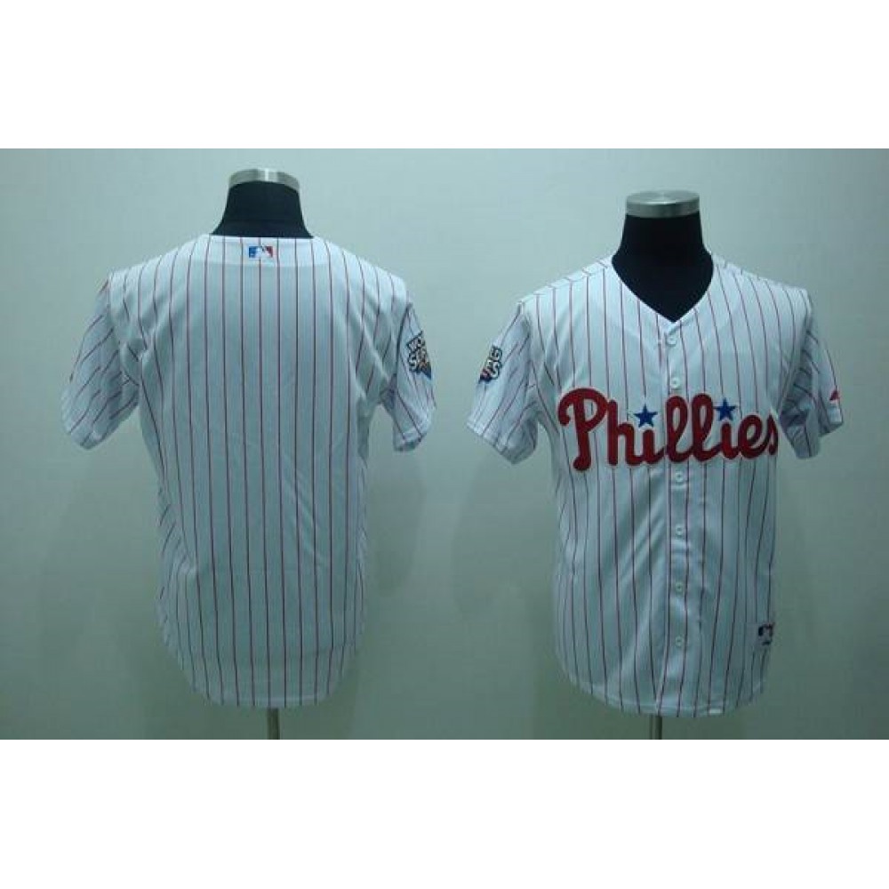 Phillies Blank Stitched White Red Strip MLB Jersey 1