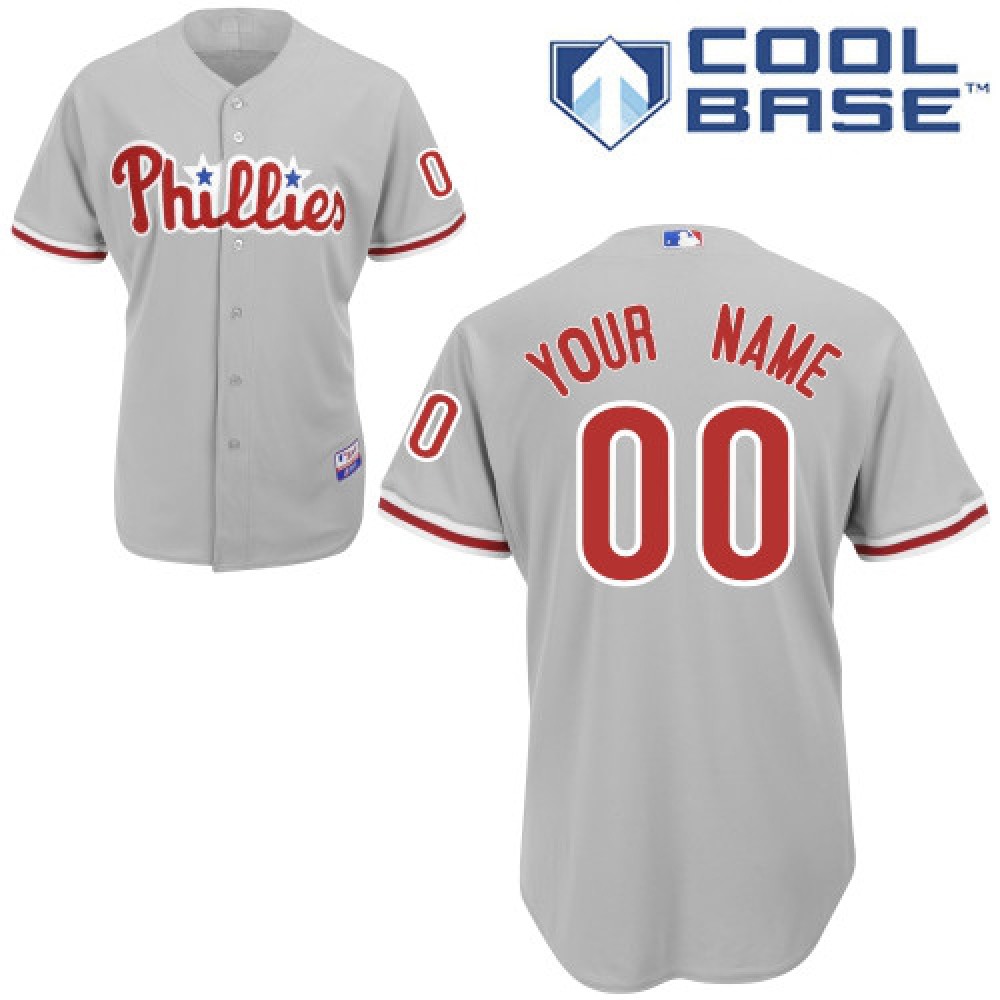 Phillies Personalized Authentic Grey Cool Base MLB Jersey 1