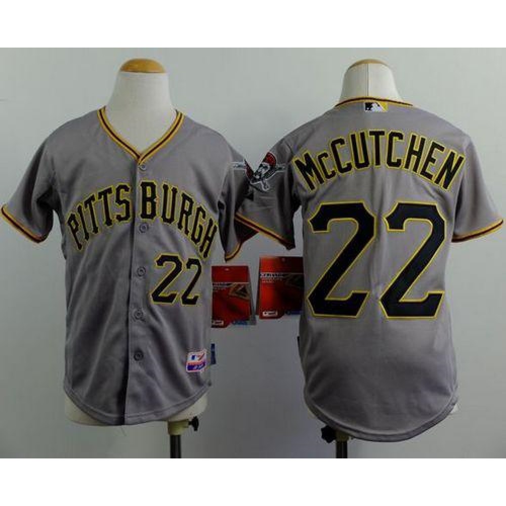 Pirates #22 Andrew McCutchen Grey Cool Base Stitched Youth MLB Jersey 1