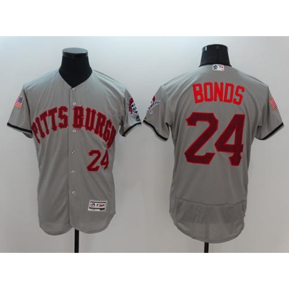 Pirates #24 Barry Bonds Grey Fashion Stars & Stripes Flexbase Authentic Stitched MLB Jersey 1