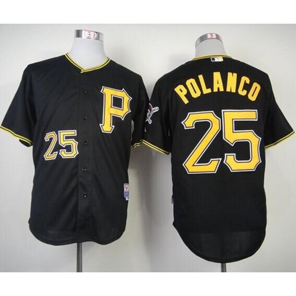 Pirates #25 Gregory Polanco Black Cool Base Stitched MLB Jersey 1