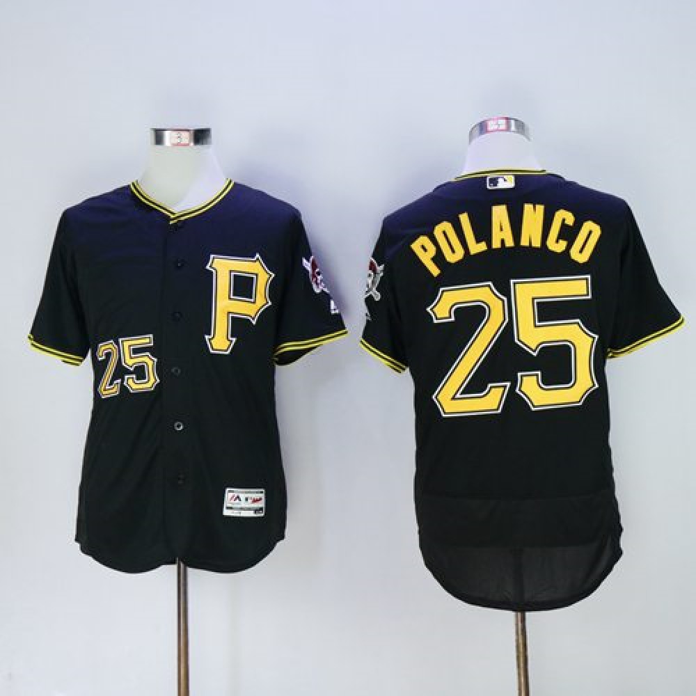 Pirates #25 Gregory Polanco Black Flexbase Authentic Collection Stitched MLB Jersey 1