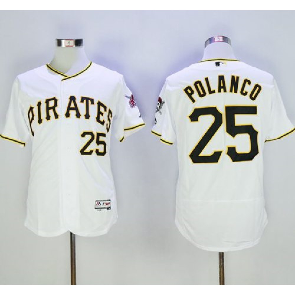 Pirates #25 Gregory Polanco White Flexbase Authentic Collection Stitched MLB Jersey 1