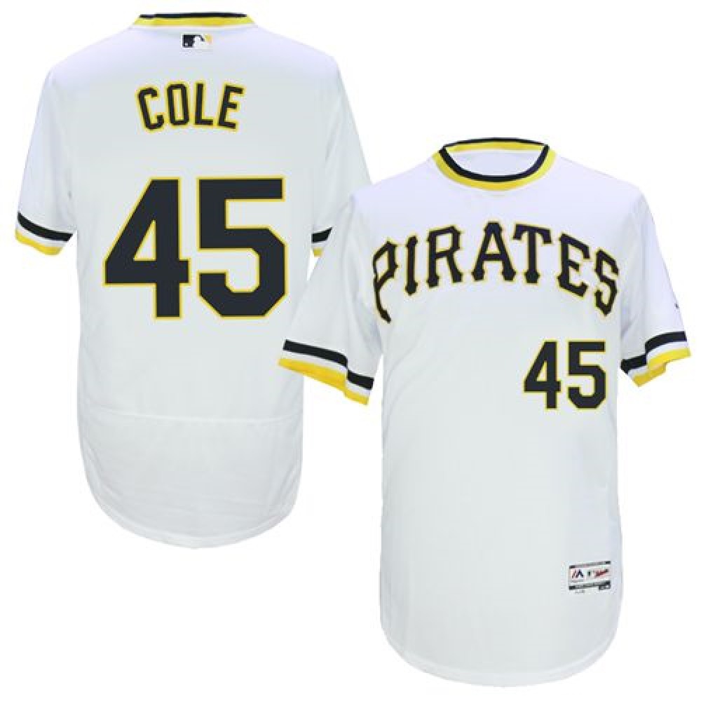 Pirates #45 Gerrit Cole White Flexbase Authentic Collection Cooperstown Stitched MLB Jersey 1
