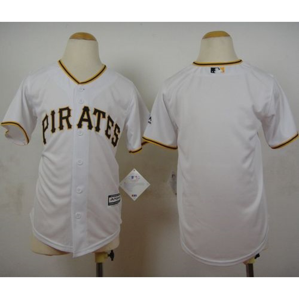Pirates Blank White Cool Base Stitched Youth MLB Jersey 1