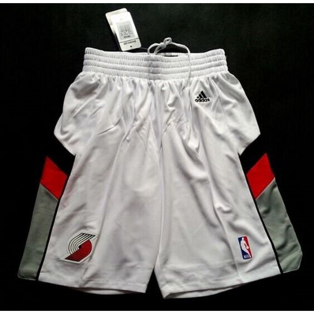 Portland Trail Blazers White Throwback Shorts 1