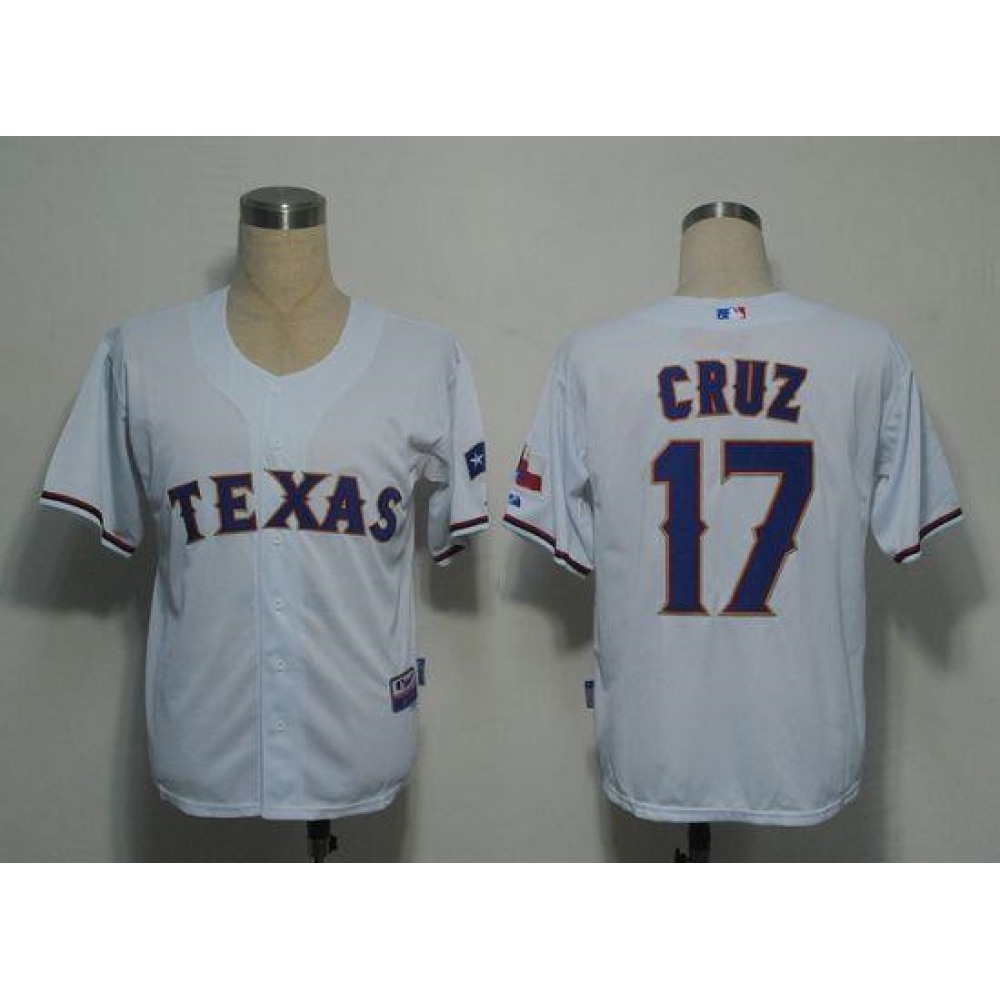 Rangers #17 Nelson Cruz White Stitched Cool Base MLB Jersey 1