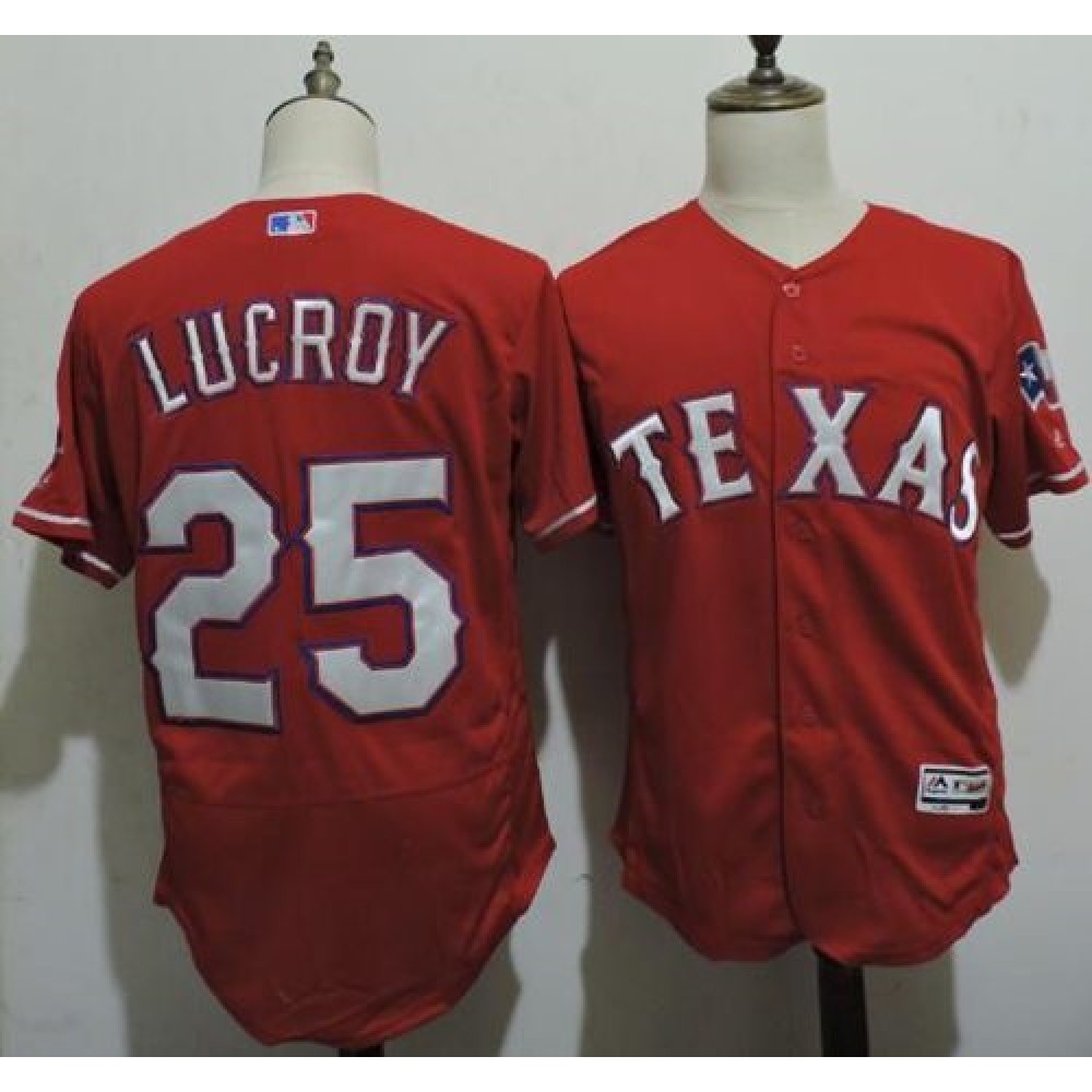 Rangers #25 Jonathan Lucroy Red Flexbase Authentic Collection Stitched MLB Jersey 1