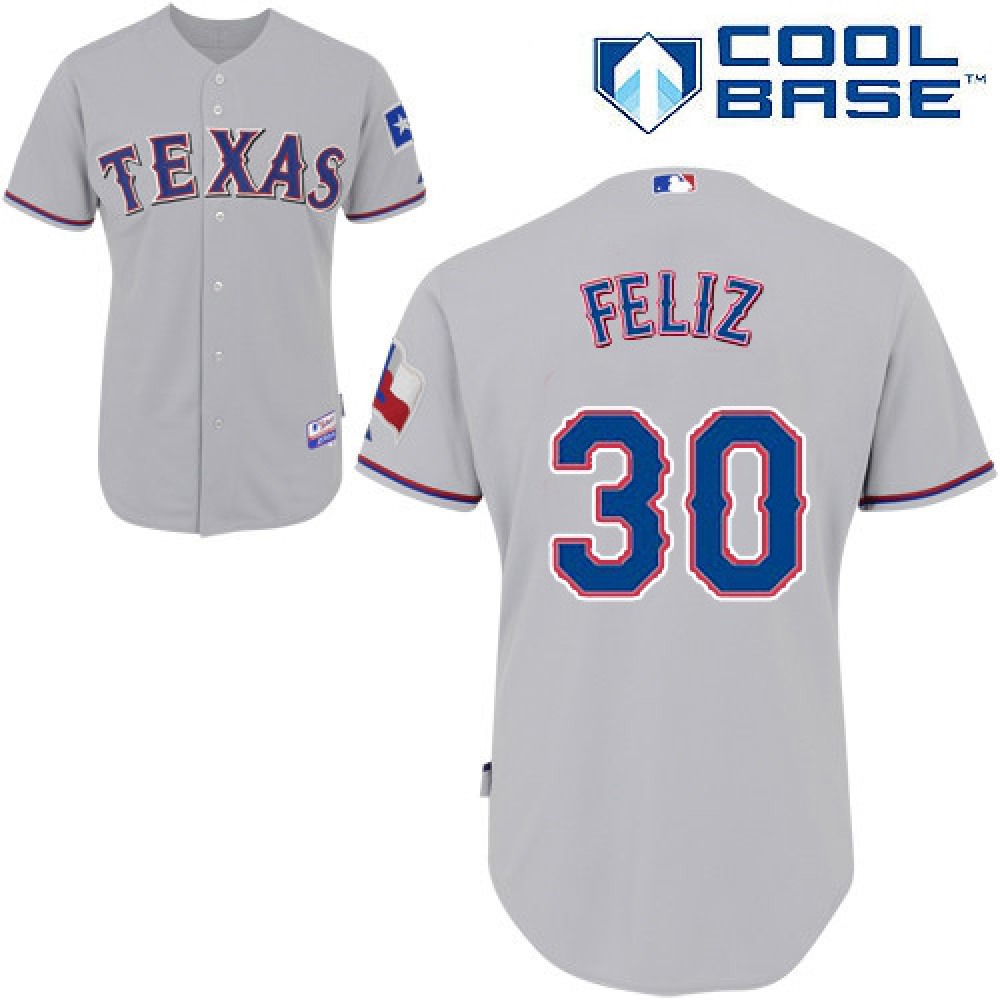 Rangers #30 Naftali Feliz Stitched MLB Grey Cool Base Jersey 1