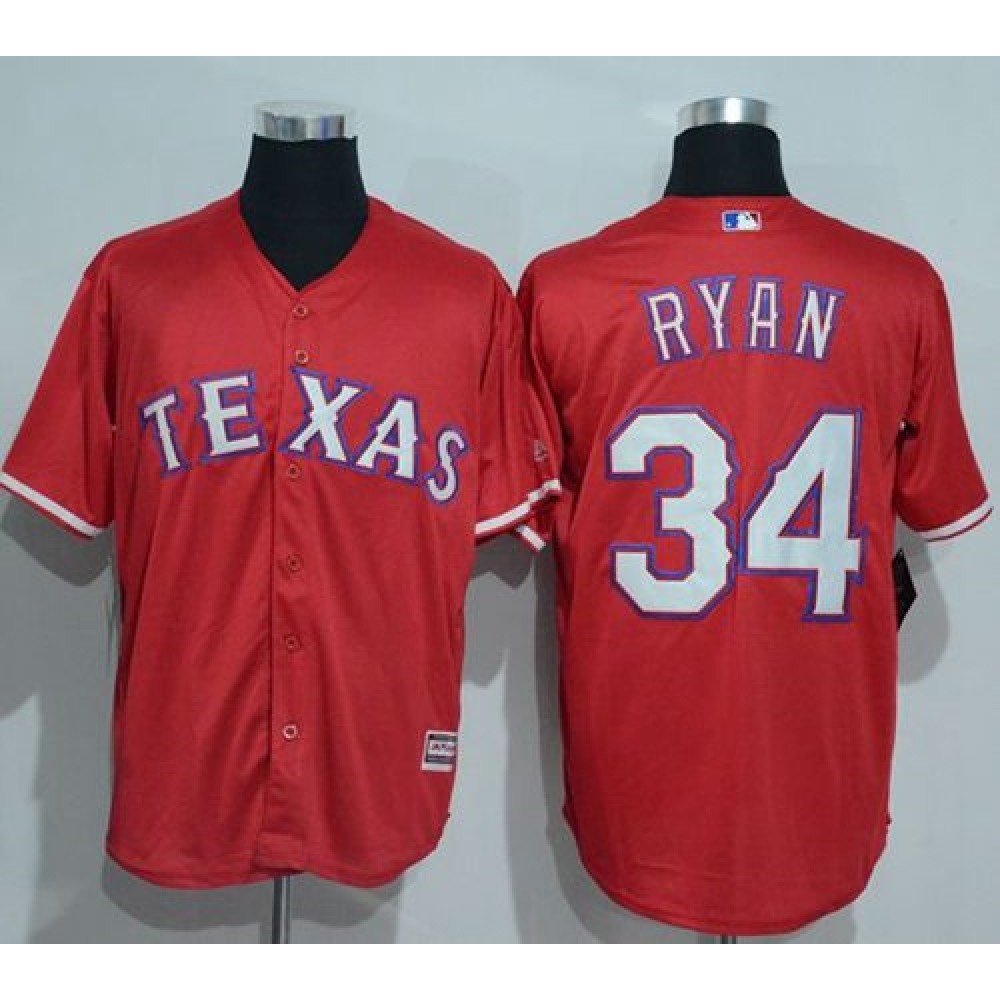 Rangers #34 Nolan Ryan Red New Cool Base Stitched MLB Jersey 1