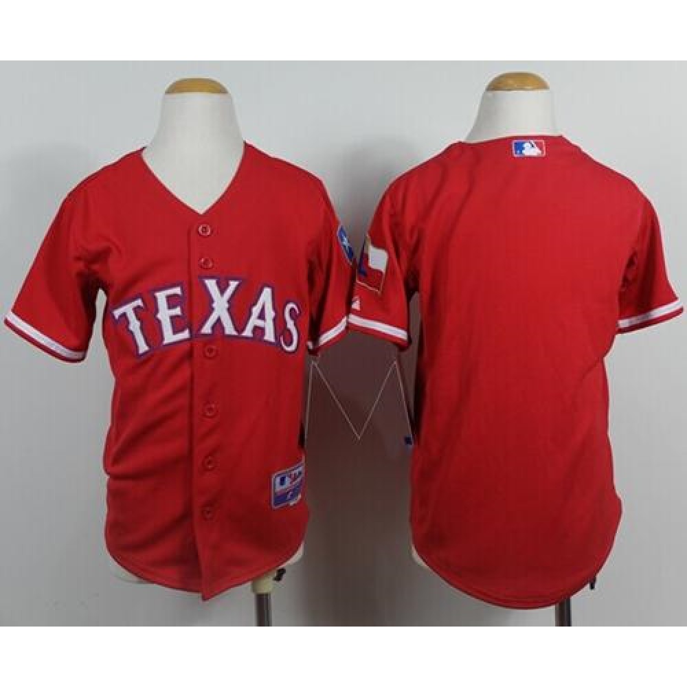 Rangers Blank Red Cool Base Stitched Youth MLB Jersey 1