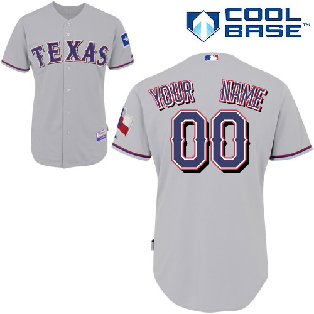 Rangers Customized Authentic Grey Cool Base MLB Jersey 1