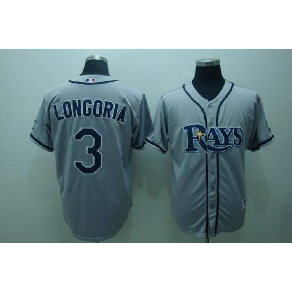 Rays #3 Evan Longoria Grey Stitched MLB Jersey 1