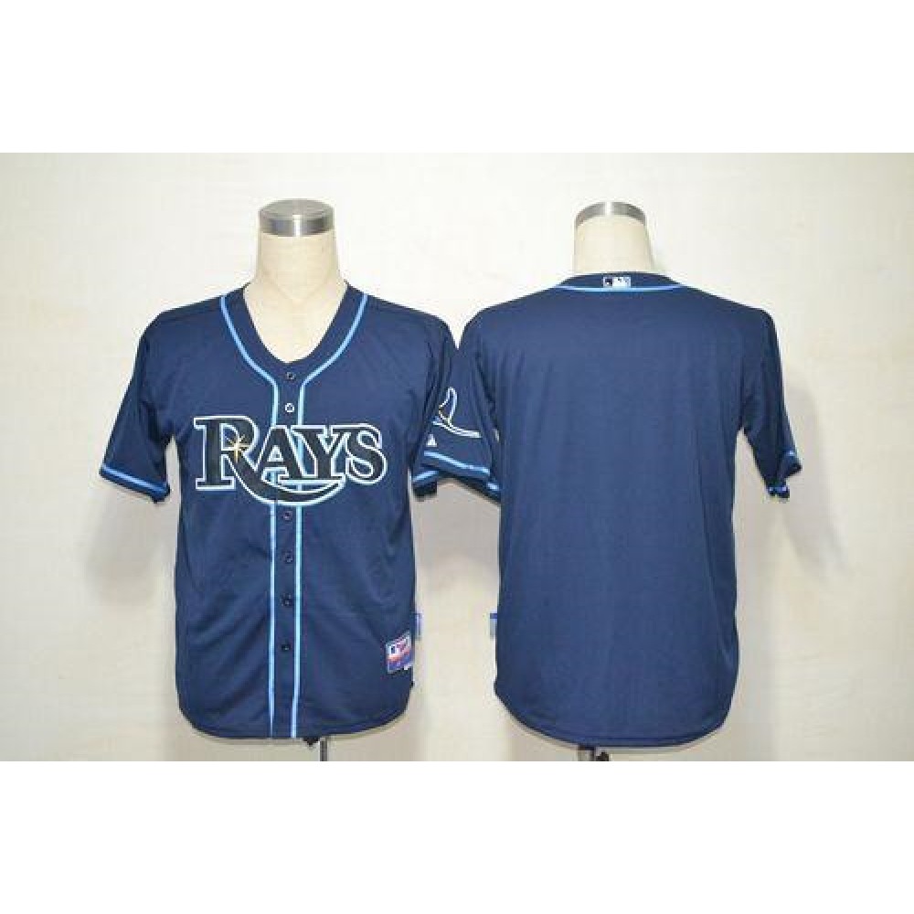 Rays Blank Dark Blue Cool Base Stitched MLB Jersey 1