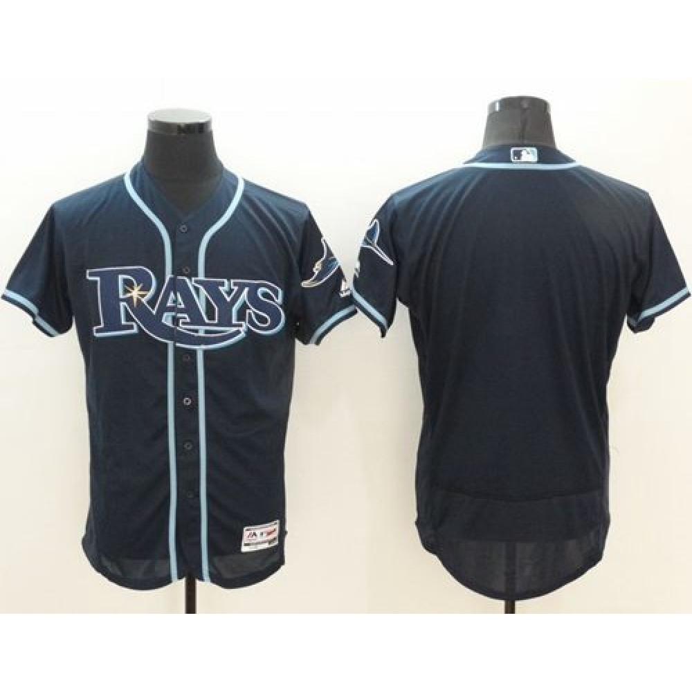 Rays Blank Dark Blue Flexbase Authentic Collection Stitched MLB Jersey 1