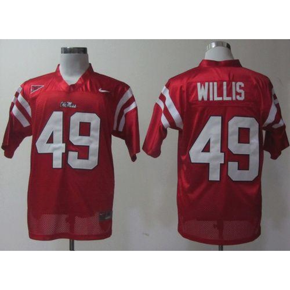 Rebels #49 Patrick Willis Red Stitched NCAA Jersey 1