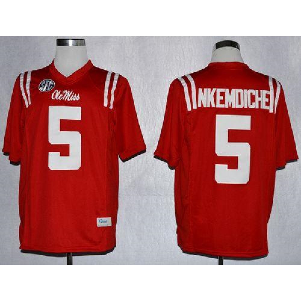 Rebels #5 Robert Nkemdiche Red Stitched NCAA Jersey 1
