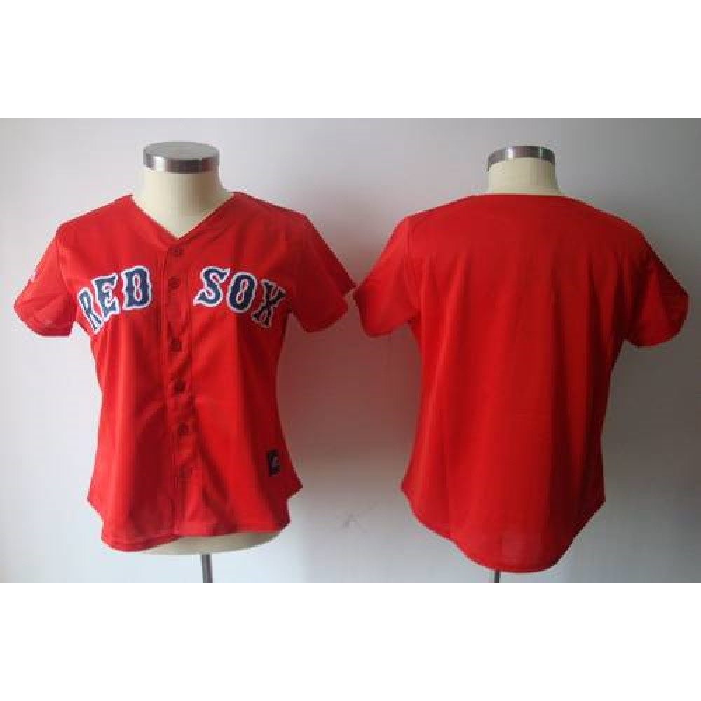 Red Sox Blank Red Women's Fashion Stitched MLB Jersey 1