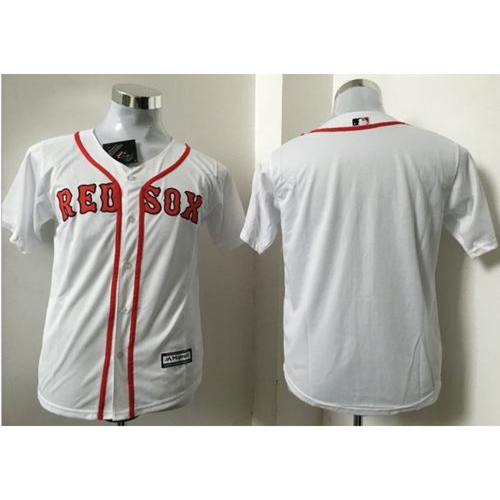 Red Sox Blank White Cool Base Stitched Youth MLB Jersey 1