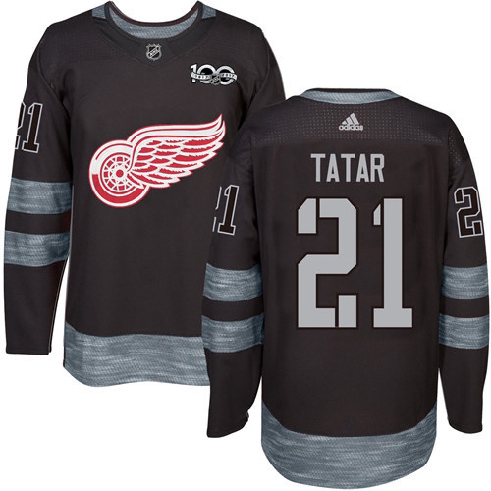 Red Wings #21 Tomas Tatar Black 1917-2017 100th Anniversary Stitched NHL Jersey 1