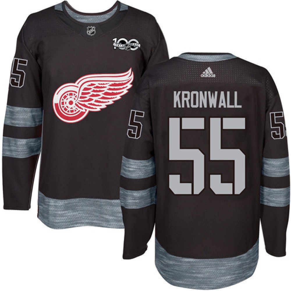 Red Wings #55 Niklas Kronwall Black 1917-2017 100th Anniversary Stitched NHL Jersey 1