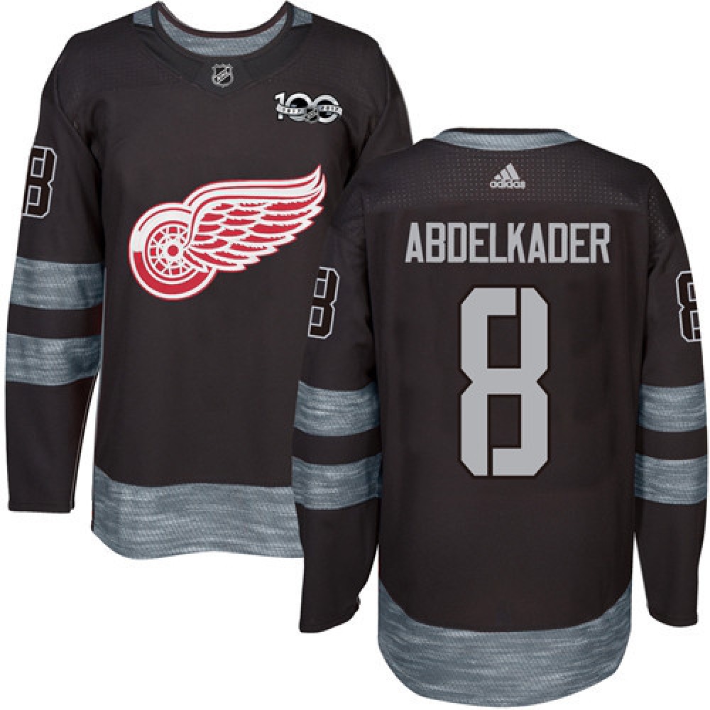 Red Wings #8 Justin Abdelkader Black 1917-2017 100th Anniversary Stitched NHL Jersey 1