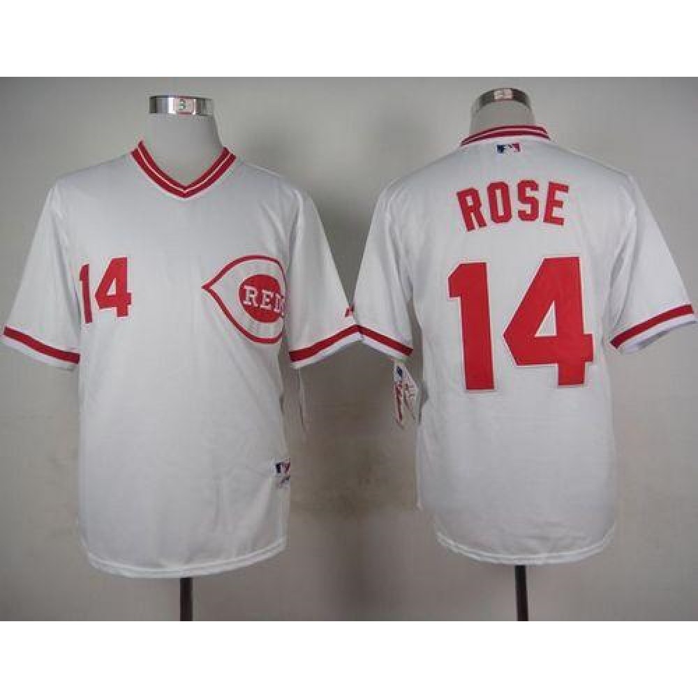 Reds #14 Pete Rose White 1990 Turn Back The Clock Stitched MLB Jersey 1
