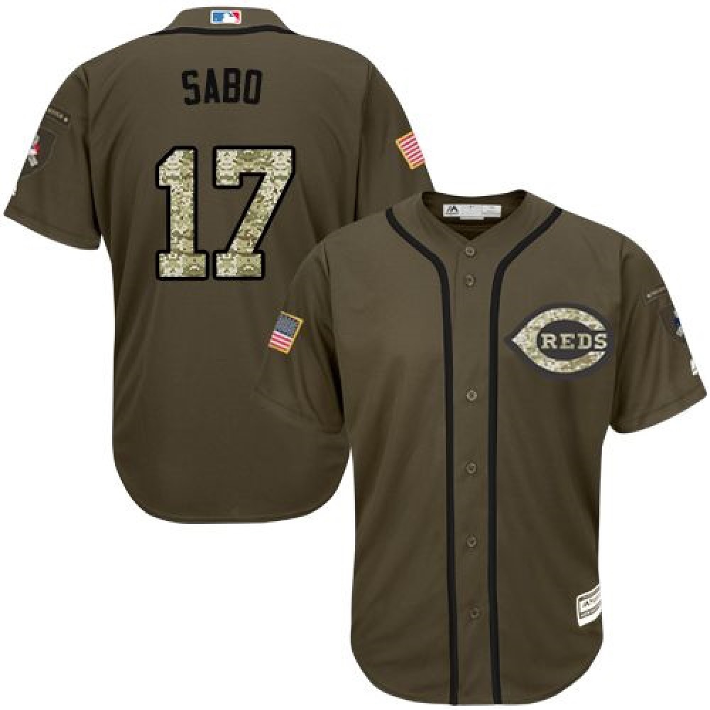 Reds #17 Chris Sabo Green Salute to Service Stitched Youth MLB Jersey 1