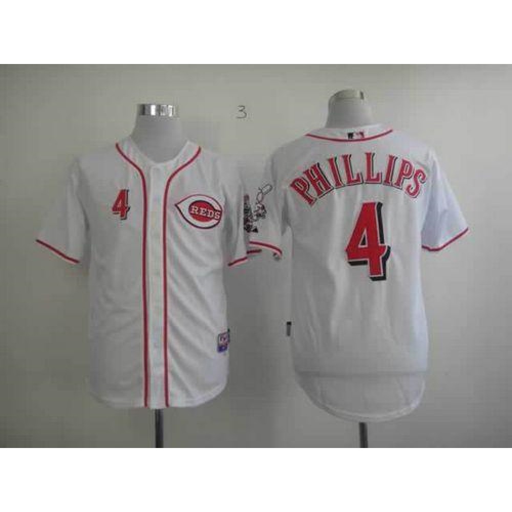 Reds #4 Brandon Phillips Stitched White MLB Jersey 1