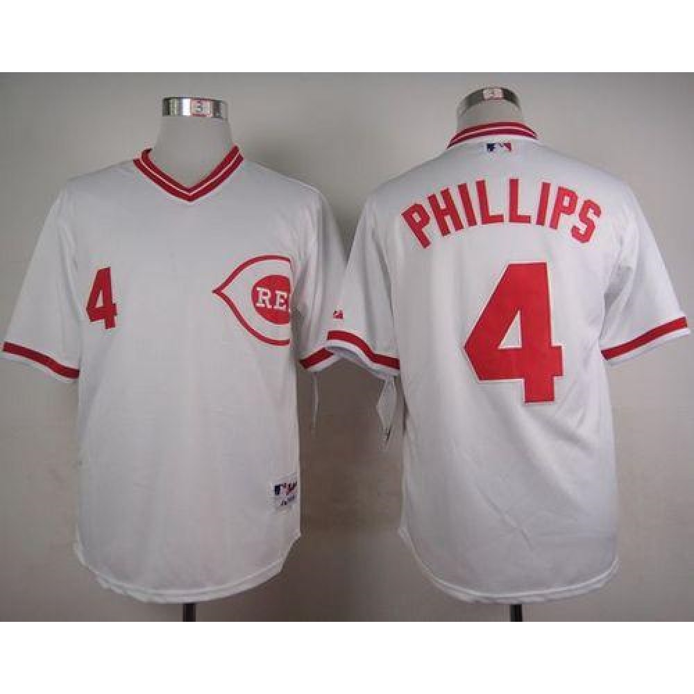 Reds #4 Brandon Phillips White 1990 Turn Back The Clock Stitched MLB Jersey 1