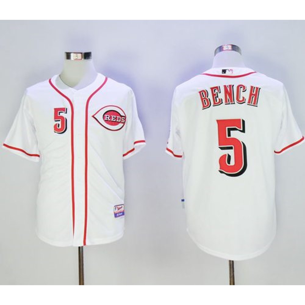 Reds #5 Johnny Bench White Cool Base Stitched MLB Jersey 1