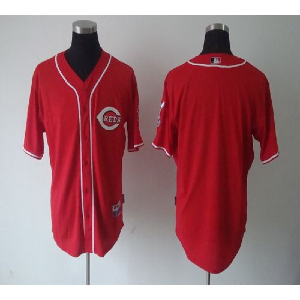 Reds Blank Red Cool Base Stitched MLB Jersey 1
