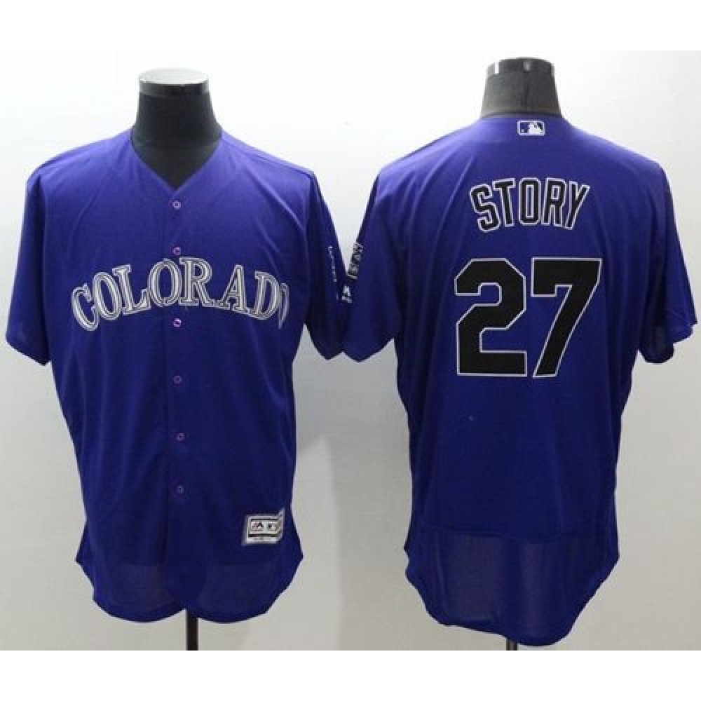 Rockies #27 Trevor Story Purple Flexbase Authentic Collection Stitched MLB Jersey 1