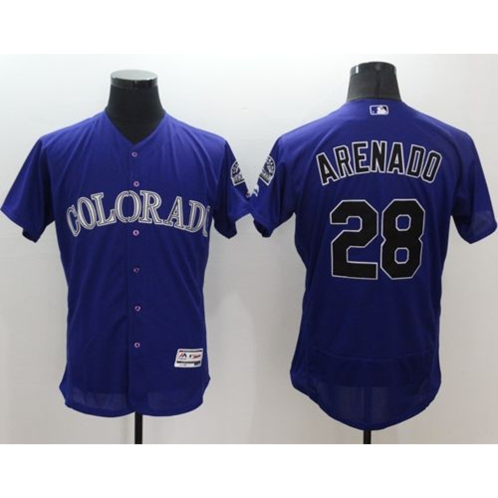 Rockies #28 Nolan Arenado Purple Flexbase Authentic Collection Stitched MLB Jersey 1