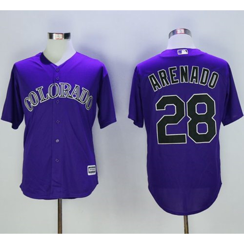 Rockies #28 Nolan Arenado Purple New Cool Base Stitched MLB Jersey 1