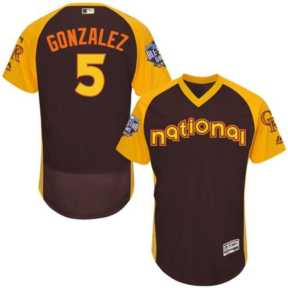 Rockies #5 Carlos Gonzalez Brown Flexbase Authentic Collection 2016 All-Star National League Stitched MLB Jersey 1