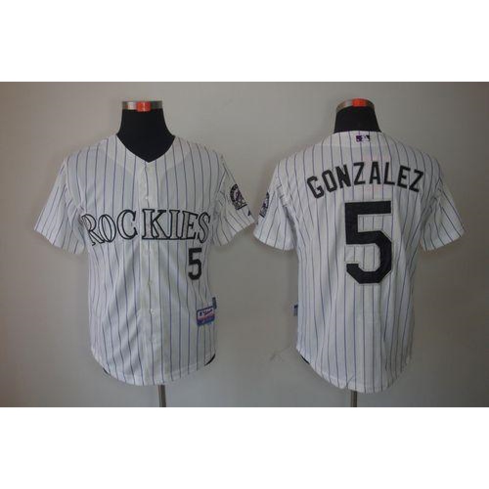 Rockies #5 Carlos Gonzalez Stitched White Cool Base MLB Jersey 1