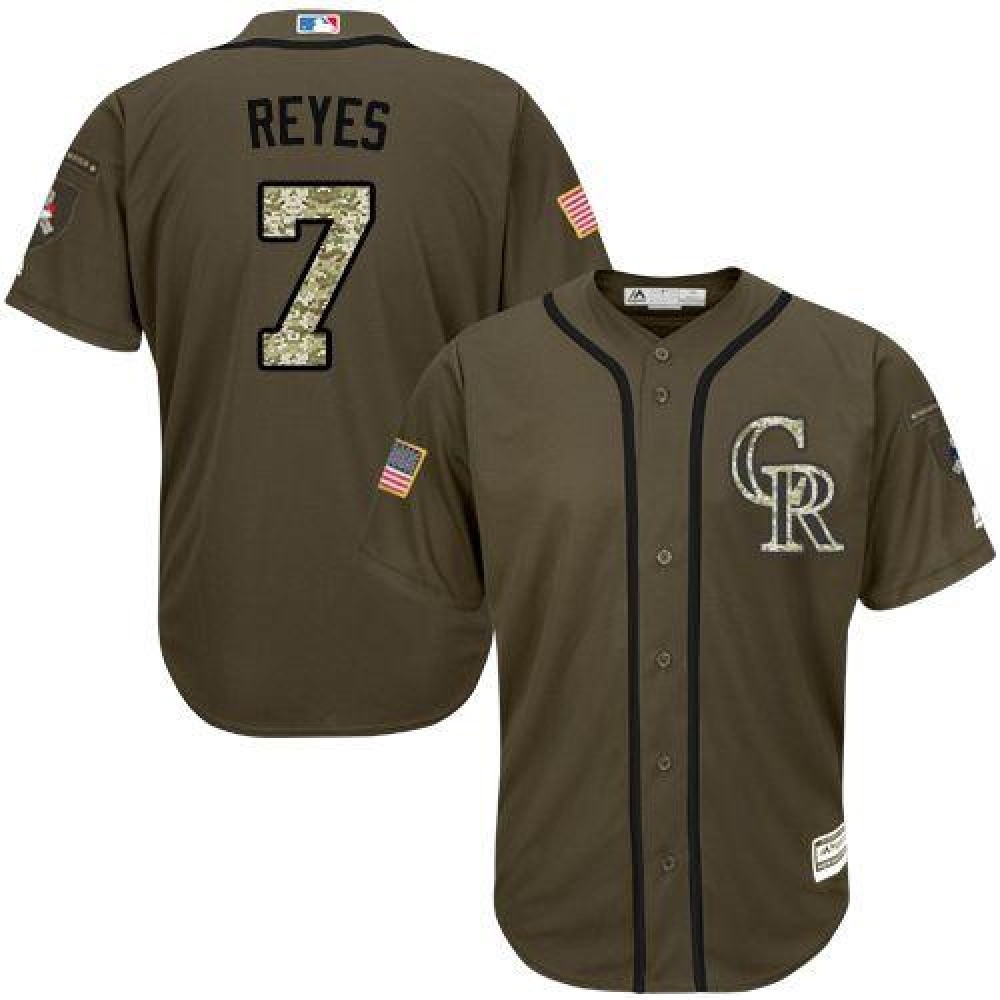 Rockies #7 Jose Reyes Green Salute to Service Stitched Youth MLB Jersey 1