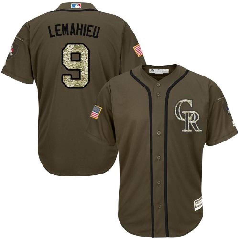 Rockies #9 DJ LeMahieu Green Salute to Service Stitched Youth MLB Jersey 1