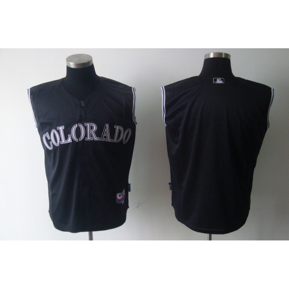Rockies Blank Black Vest Style Stitched MLB Jersey 1