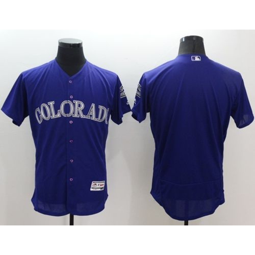 Rockies Blank Purple Flexbase Authentic Collection Stitched MLB Jersey 1