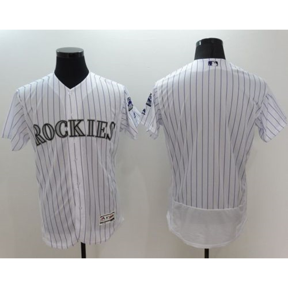 Rockies Blank White Flexbase Authentic Collection Stitched MLB Jersey 1