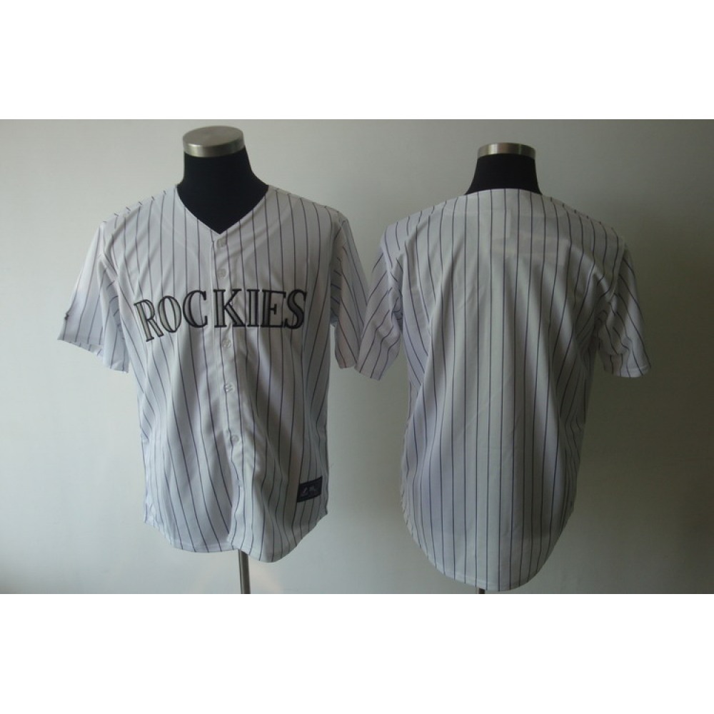 Rockies Blank White Strip Cool Base Stitched MLB Jersey 1