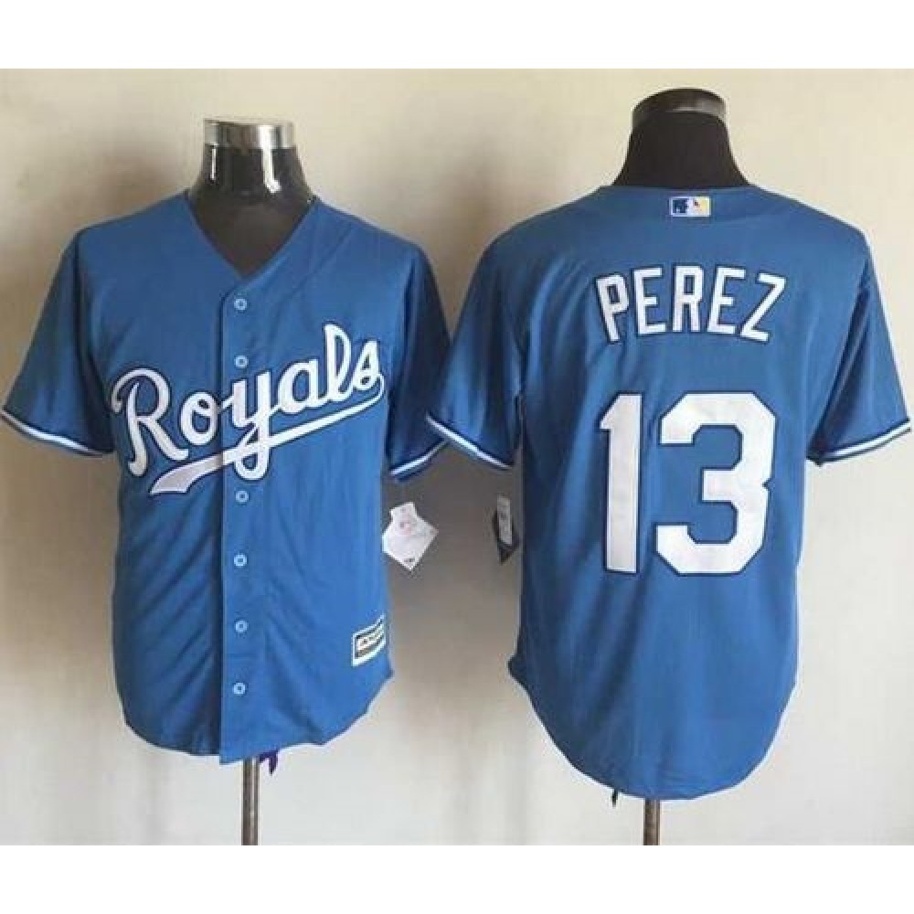 Royals #13 Salvador Perez Light Blue Alternate 1 New Cool Base Stitched MLB Jersey 1